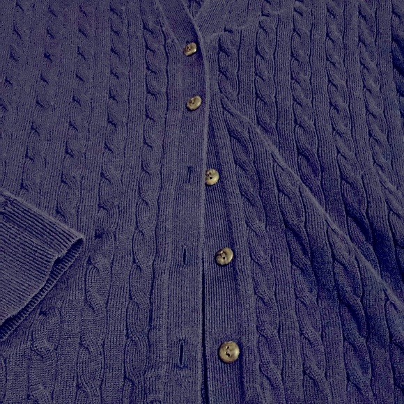 Lands’ End Blue Cable Knit Cardigan Sweater - small - Picture 3 of 5